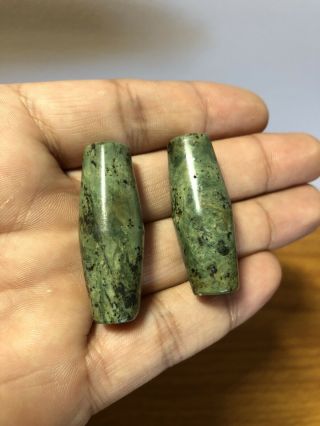 Pre - Columbian,  Green Stone Beads From Mexico