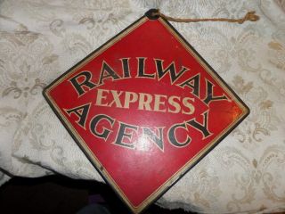 1960 ' s Railway Express Agency Call Care Masonite Sign with Metal Frame 2