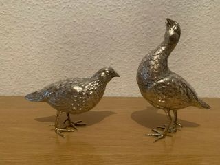 Realistic Pair Spanish Sterling Silver 925 Figurines Birds.