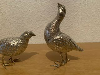 REALISTIC PAIR SPANISH STERLING SILVER 925 FIGURINES BIRDS. 3