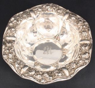 Antique Unger Brothers Sterling Silver Floral Repousse Fruit Center Bowl