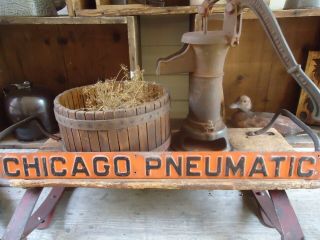 Vintage Chicago Pneumatic Metal Embossed Sign Industrial Advertising Emblem