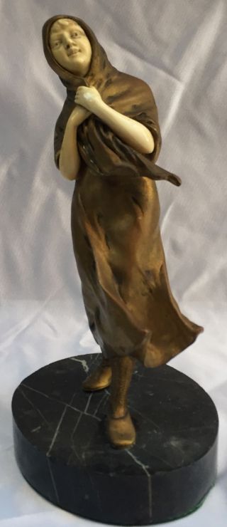 Magnificent French Art Deco Bronze Statue On Marble Base.