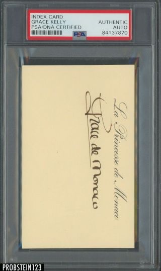 Grace Kelly Princess Of Monaco Signed Index Card Auto Psa/dna Deceased 1982