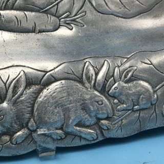 Arthur Court Easter Bunny Rabbit Serving Tray Aluminum 18 