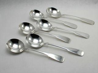 International 1810 Old Mark Sterling Silver Cream Soup Spoons - Set Of 6 - No Mono