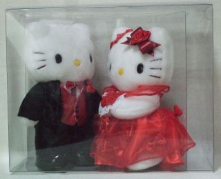 Hello Kitty & Daniel Happy Wedding Red Dress Bridal Plush Dolls Sanrio 2001 Nib