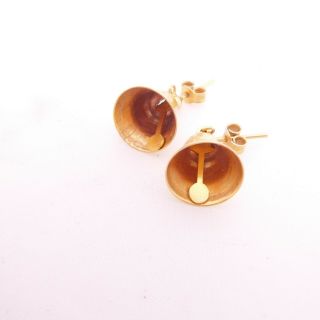 9ct gold vintage novelty bell drop earrings,  9k 375 3