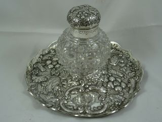 Stunning Victorian Silver Ink Stand,  1887,  769gm