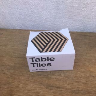 Bower Areaware Table Tiles Coasters Cork Backed Optical Black Brown Mod Nib