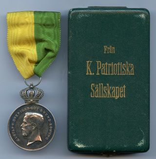 Sweden Wwii Patriotic Society Long Faithful Service Silver Medal 1941 Wth Box