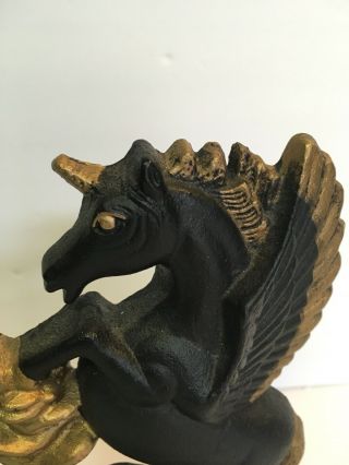 Vintage Cast Iron Unicorn Unicorns Pegasus Winged Door Stop Book End 3