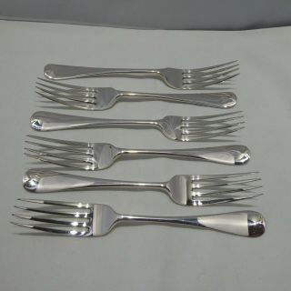 Good Sterling Silver,  Set Of 6 Old English,  Dessert Forks,  London 1898.  J.  W.  F.  C.  W
