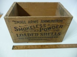 Wood Box Smokless Powder Shells 12 Ga Pointer Clinton Cartridge Co Chicago Il