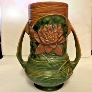 Vintage Roseville Usa Pottery Vase - Water Lily 76 - 8 "