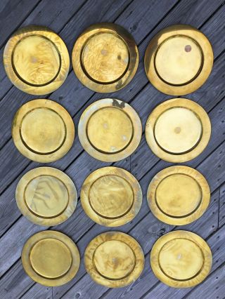 Vintage Brass Charger Plates Made In Denmark Mid - Century Modern 12” Set Of 12