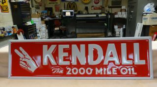 " Kendall Motor Oil " Embossed Metal Sign (28 " X 8 ") Near,  Nos/new Old Stock