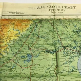 Orig WWII 1944 USAAF Pilot ' s Silk Escape/Evasion Map,  China/Manchuria NJ50 - NJ51 2