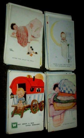 135 X Vintage Postcards 1920 - 1950 All Mabel Lucie Attwell Childrens Artist
