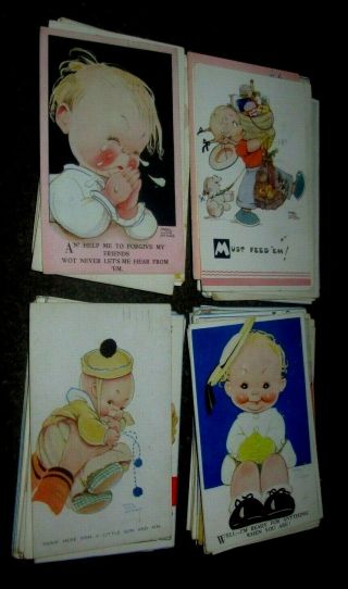 135 x VINTAGE POSTCARDS 1920 - 1950 ALL MABEL LUCIE ATTWELL CHILDRENS ARTIST 3