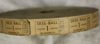 Vintage Complete Roll Of Skee Ball Tickets Seattle Center 1962 Worlds Fair - 81