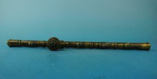 Chinese Old Copper Carved Lion Head And Pi Xiu Smoking Tool Tobacco Stems E01
