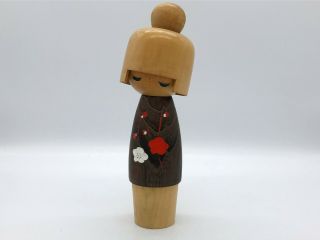 8.  6 Inch (22 Cm) Japanese Vintage Sosaku Wooden Kokeshi Doll Signed