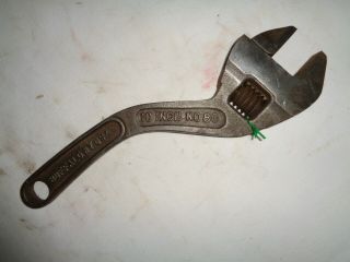 Antique 10 " Westcott Keystone Adjustable Wrench With Curved Handle Farm Tool