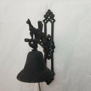 Vintage Heavy Wall Mount Cast Iron Dinner Bell with Horse and Buggy Carriage 2