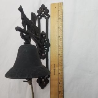 Vintage Heavy Wall Mount Cast Iron Dinner Bell with Horse and Buggy Carriage 3