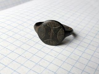 RARE Ancient Khazar Kievan Rus Large Bronze Finger Ring 10 - 12 century AD 3