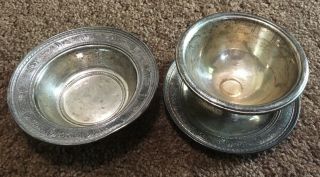 Vintage International Wedgwood Sterling Silver 2 Piece Set Ornate Pedestal Bowl