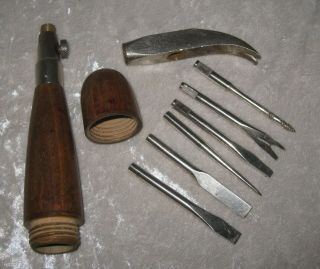 Vintage 9 Piece Combination Hammer Tool Mfg.  By Crown Cutlery Co.  Complete