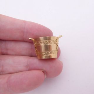 9ct Solid Gold Heavy Miniature Ice Bucket,  5.  6 Grams,  9k 375