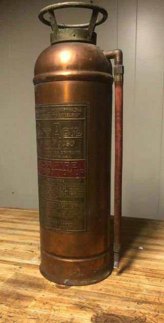 Vintage Sodacid Fyr - Fyter Fire Extinguisher Copper And Brass Complete No Dings