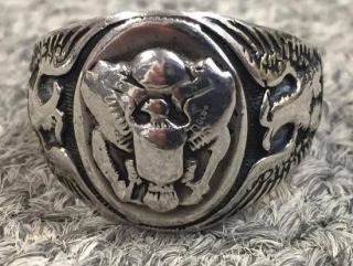 World War 2 Wwii United States Army Sterling Silver Ring,  8 Grams,  Nr