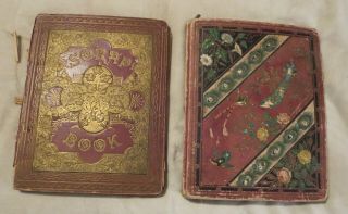 1880s Two Antique Victorian Scrapbooks - - 400,  Cutouts And More