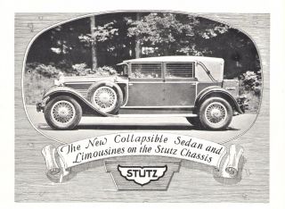 Vintage 1920s Stutz Limousine Brochure 