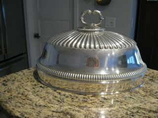 Large Antique English Old Sheffield Plate Meat / Turkey Domed Cover C.  1842