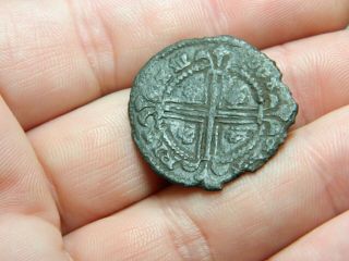 Un Researched Medieval Bronze Jetton Token Crown Cross Metal Detecting Detector