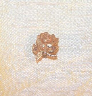Vintage Alpha Omicron Pi Sorority 10k Small Rose / Floral Pin W/ Greek Letters