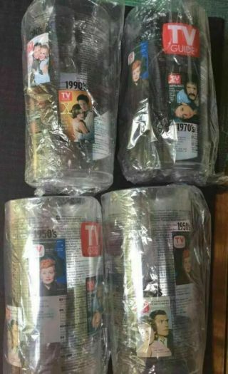 Unique Collectible Tv Guide Plastic Drinking Cup Set Of 4 Classic Tv Shows