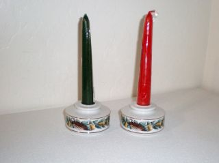 Set Of (2) Avon 12 Days Of Christmas " Partridge In A Pear Tree " Candle Holders