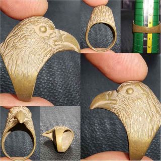 Near Eastern Wonderful Eagle Head Bird Stunning Brass Ring 28