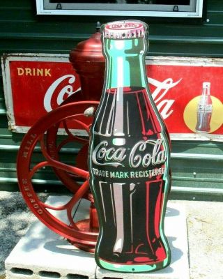 Large Vintage Coca Cola Embossed 1995 Giant Classic Coke Bottle Sign Huge 40 "