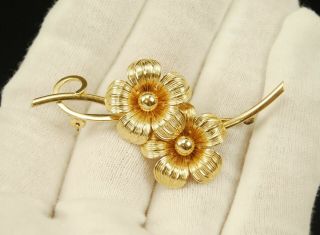Vintage Forstner 10k Yellow Gold Floral Flower Brooch Pin 5.  2g