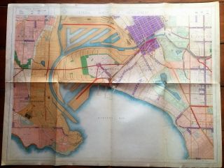 Vintage 1924 Melbourne Australia Plans Design Town Planning Map