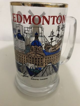 Suvenir Beer Mug Glass West Edmonton Mall Alberta Canada Heavy Glass