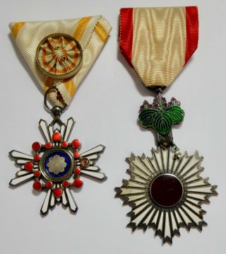 Ww2 Japanese Order Of Sacred Treasure 4th Class Badge Japan Medal Silver