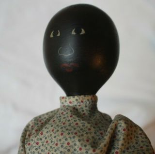 Handmade Vintage Wooden Black Americana Doll Hand Painted Carved Face Signed